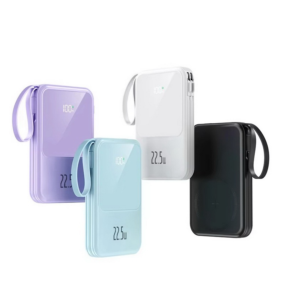 Powerbank indukcyjny M2Cord 22.5W PD MagSafe 2x kabel USB-C + Lightning