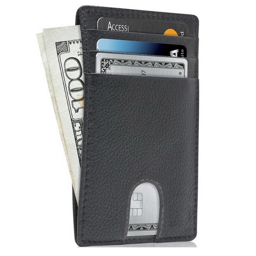 RFID Slim Portfel płaski cienki etui na karty dokumenty (Vintage Black ...