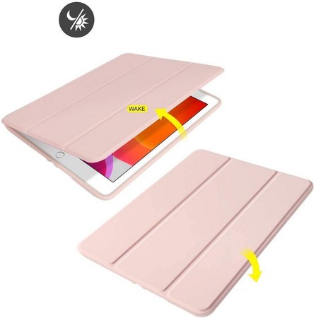 Etui D-Pro Smart Cover Case pokrowiec obudowa z klapką z uchwytem na rysik Apple Pencil / iPad Air 1/2 9.7 2017/2018 5/6 gen. (Różowy)