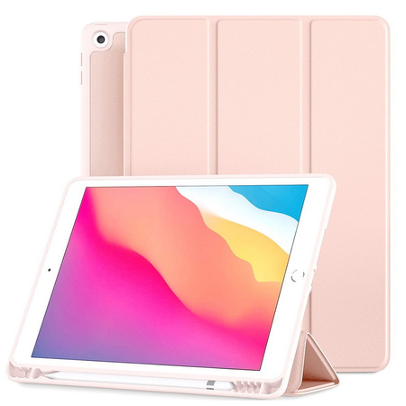 Etui D-Pro Smart Cover Case pokrowiec obudowa z klapką z uchwytem na rysik Apple Pencil / iPad 7/8/9 10.2 / iPad 10.5 / Air 3 (Pink)