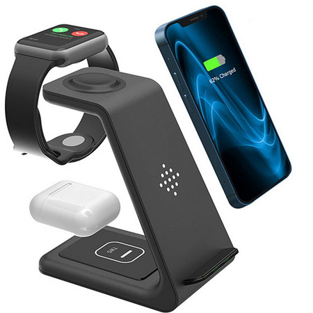 Ładowarka indukcyjna bezprzewodowa MFC T3 do zegarka Apple Watch / telefonu iPhone / słuchawek AirPods (Czarna)