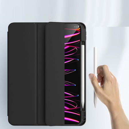 Etui D-Pro Smart Cover Case pokrowiec obudowa z klapką z uchwytem na rysiki  iPad Pro 12.9 2018-2022 / Air 13 M2 6 Gen. 2024 (Czarny)