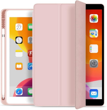 Etui D-Pro Smart Cover Case pokrowiec obudowa z klapką z uchwytem na rysik Apple Pencil / iPad 7/8/9 10.2 / iPad 10.5 / Air 3 (Pink)