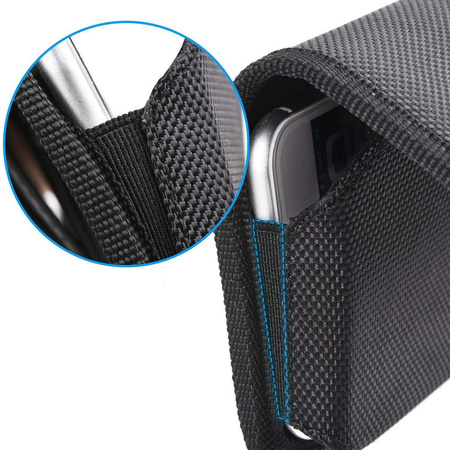 Kabura pozioma D-Pro Holster Oxford Magnetic etui magnetyczne do paska na telefon do 6.9 cala (rozm. XXL) (Czarny)