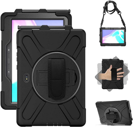 D-Pro 360 Armor Strap Case etui pancerne z uchwytem na rękę i paskiem na ramię do Samsung Galaxy Tab Active Pro 10.1 (T540/T545/T547) / Tab Active4 Pro (T630/T636/T638) 