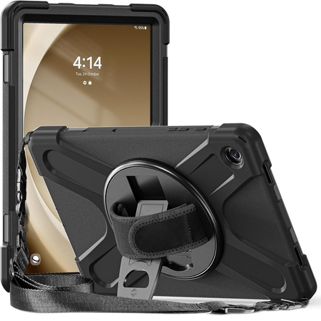 D-Pro 360 Armor Strap Case etui pancerne z uchwytem na rękę i paskiem na ramię do Samsung Galaxy Tab A9 Plus (X210 / X215 / X216) (Czarne)