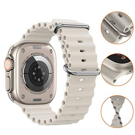 Pasek opaska sportowa D-Pro Ocean Loop do zegarka Apple Watch 1/2/3/4/5/6/7/8/SE/Ultra 42/44/45/49mm (Beżowy/kremowy)