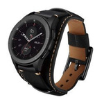 Pasek skórzany szeroki Dundee Band vintage do Samsung Galaxy Watch Gear S3/46mm (22mm) (Czarny)