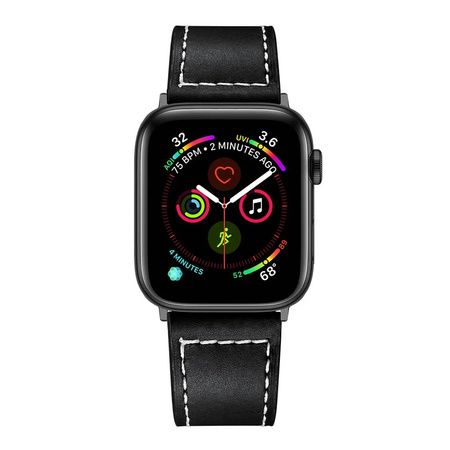 Pasek skórzany skóra do Apple Watch 1/2/3/4/5/6/7/8/9/SE/Ultra 42/44/45/49mm (Czarny)