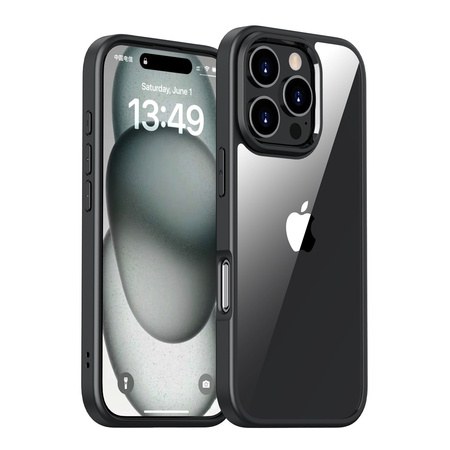 Etui D-Pro Crystal Hybrid obudowa hybrydowa mocna z czarną ramką do iPhone 16 Pro Max (Przezroczysty/Czarny)