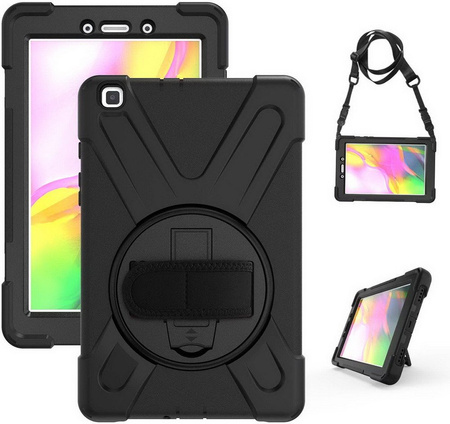 D-Pro 360 Armor Strap Case etui pancerne z uchwytem na rękę i paskiem na ramię Samsung Galaxy Tab A 8.0 T290/T295 2019