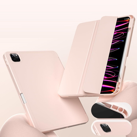 Etui D-Pro Smart Cover Case pokrowiec obudowa z klapką z uchwytem na rysiki  iPad Air 13 M2 6 Gen. 2024 (Różowy)