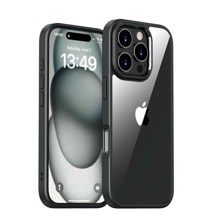 Etui D-Pro Crystal Hybrid obudowa hybrydowa mocna z czarną ramką do iPhone 16 Pro Max (Przezroczysty/Czarny)