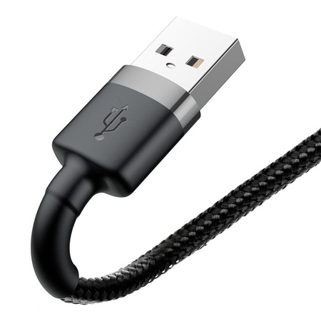 Kabel Baseus Cafule przewód mocny szybki nylonowy oplot USB-A do Lightning QC 3.0 200cm  (Czarny)