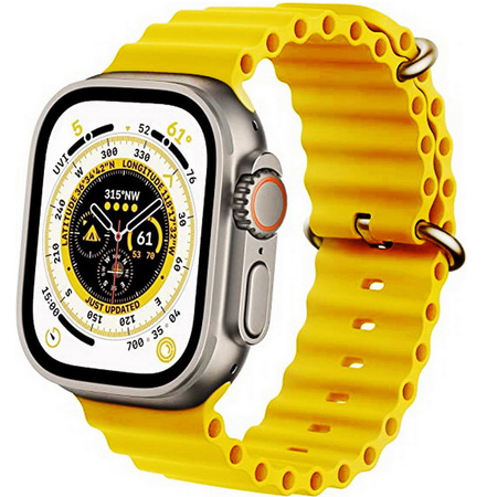 Pasek opaska sportowa D-Pro Ocean Loop do zegarka Apple Watch 1/2/3/4/5/6/7/8/9/10SE/Ultra 42/44/45/46/49mm (Żółty)