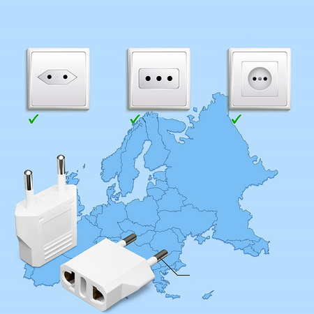 Adapter sieciowy gniazdka przejściówka przejście gniazdo USA Kanada na wtyk EU PL Polska (Biały)