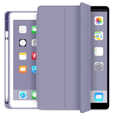 Etui D-Pro Smart Cover Case pokrowiec obudowa z klapką z uchwytem na rysik Apple Pencil / iPad 7/8/9 10.2 / iPad 10.5 / Air 3 (Fioletowy)