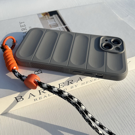 Etui D-Pro 3D Silicone Case Wrist Rope ze smyczą na nadgarstek - iPhone 15 (Czarny)