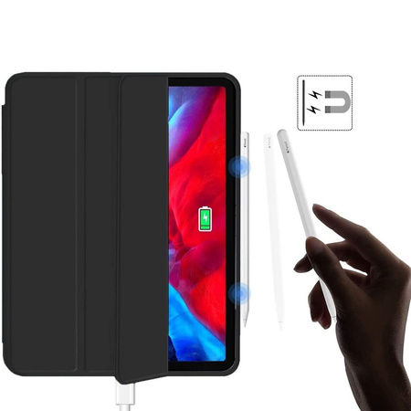 Etui D-Pro Smart Cover Case pokrowiec obudowa z klapką z uchwytem na rysik Apple Pencil / iPad Pro 12.9 2018/2020/2021 (Czarne)