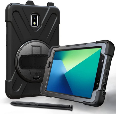 D-Pro 360 Armor Strap Case etui pancerne z uchwytem na rękę i paskiem na ramię do Samsung Galaxy Tab Active 2 8.0 (T390/T395)