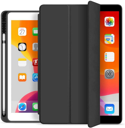 Etui D-Pro Smart Cover Case pokrowiec obudowa z klapką z uchwytem na rysik Apple Pencil / iPad 7/8/9 10.2 / iPad 10.5 / Air 3 (Czarny)