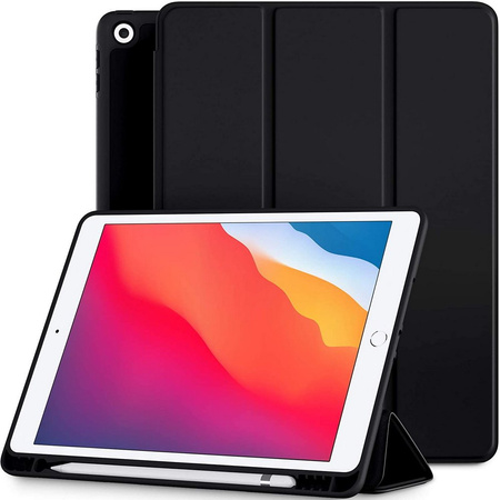 Etui D-Pro Smart Cover Case pokrowiec obudowa z klapką z uchwytem na rysik do Apple Pencil / iPad Air 1/2 / iPad 9.7" 5/6 Gen. 2017/2018 (Czarny)