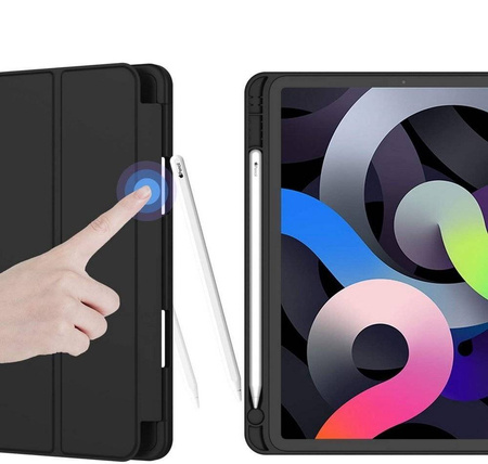 Etui D-Pro Smart Cover Case pokrowiec obudowa z klapką z uchwytem na rysik Apple Pencil / iPad Pro 11 2018 / Air 4 10.9" 2020 / Air 5 10.9" 2022 / Air 6 11" 2024 / Air 7 11" 2025 (Czarne)