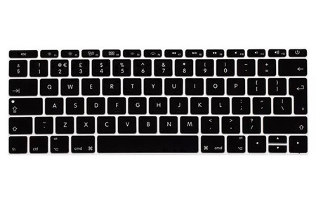 Nakładka osłona silikonowa na klawiaturę laptopa Apple MacBook 12 (A1534)/Pro 13 (A1708) (Layout EU PL) (Czarna)