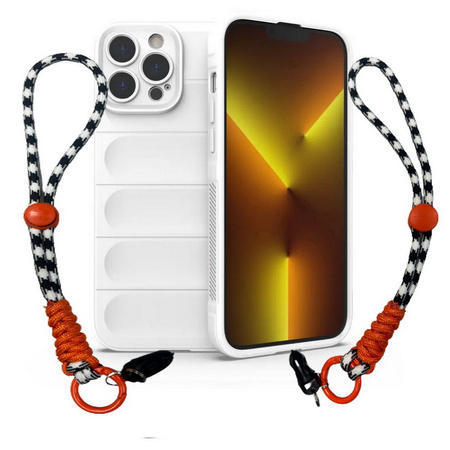 Etui D-Pro 3D Silicone Case Wrist Rope ze smyczą na nadgarstek - iPhone 15 Pro (Niebieski)