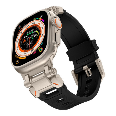 Pasek DuoMat Steel + Rubber Band do Apple Watch 1/2/3/4/5/6/7/8/9/SE/Ultra/Ultra 2 42/44/45/49mm (Czarny/tytanowy)