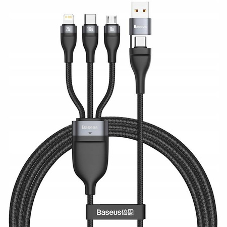 Kabel Baseus USB/USB-C do USB-C/Lightning/MicroUSB 100W 120cm (Czarny)