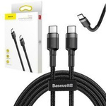 Kabel Baseus Cafule przewód mocny szybki nylonowy oplot USB-C Type-C 60W PD QC 3.0 100cm (Czarny)