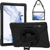 Etui D-Pro 360 Armor Strap Case obudowa pancerna z uchwytem na rękę i paskiem na ramię do Samsung Galaxy Tab S7 Plus / S8 Plus / S7 FE / S9 FE Plus / S10 Plus 12.4" (Czarny)