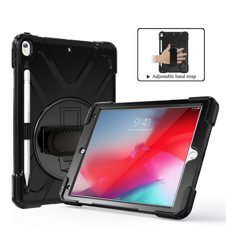 Etui D-Pro 360 Armor Strap Case obudowa pancerna z uchwytem na rękę i paskiem na ramię do Apple iPad Mini 4/5 (2015/2019) (Czarny)