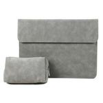 Torba D-Pro Matte Sleeve etui futerał pokrowiec miękki zamszowy Sleeve + etui na ładowarkę do laptopa Dell HP Lenovo Apple MacBook 15-16" (Szary)