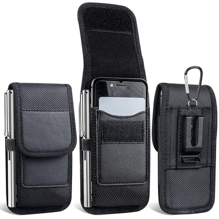 Kabura pionowa D-Pro Holster Oxford V2 etui do paska na telefon do 7.2 Cala (rozm. XXL) (Czarny)