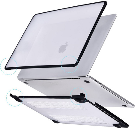 Etui Hard Case TPU+PC obudowa do Apple MacBook Air 13 A2681 M2 (2022) / A3113 M3 (2024) / A3240 M4 (2025) (Biały Mat + Czarna ramka)