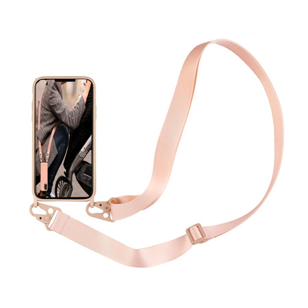 Etui D-Pro Crossbody XL obudowa pasek smycz zawieszka na ramię szyję iPhone 12 mini/13 Mini (Różowy)