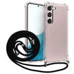 D-Pro Crossbody TPU etui na sznurku z paskiem na ramię do Samsung Galaxy S23 FE (Crystal+Black)