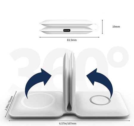 Ładowarka Fold Duo Q500 do MagSafe iPhone / Apple Watch / AirPods (White)