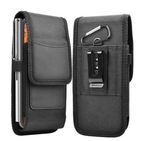 Kabura pionowa D-Pro Holster Oxford V2 etui do paska na telefon do 7.2 Cala (rozm. XXL) (Czarny)