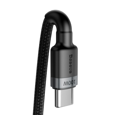 Kabel Baseus Cafule przewód mocny szybki nylonowy oplot 2x USB-C Type-C 100W PD QC 3.0 100cm (Czarny)