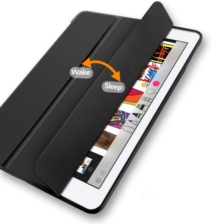 Etui D-Pro Smart Cover Case pokrowiec obudowa z klapką z uchwytem na rysik do Apple Pencil / iPad Air 1/2 / iPad 9.7" 5/6 Gen. 2017/2018 (Czarny)