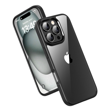 Etui D-Pro Crystal Hybrid obudowa hybrydowa mocna z czarną ramką do iPhone 16 Pro (Przezroczysty/Czarny)