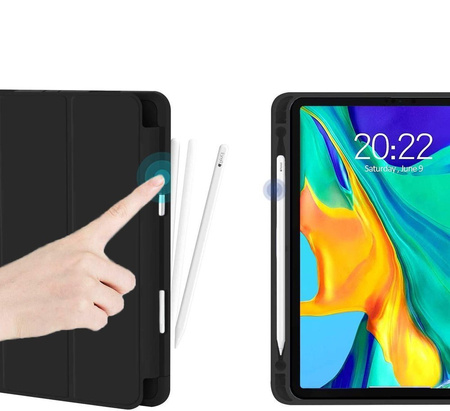 Etui D-Pro Smart Cover Case pokrowiec obudowa z klapką z uchwytem na rysik Apple Pencil / iPad Pro 11" 1/2/3/4 Gen. 2018/2020/2021/2022 (Czarne)