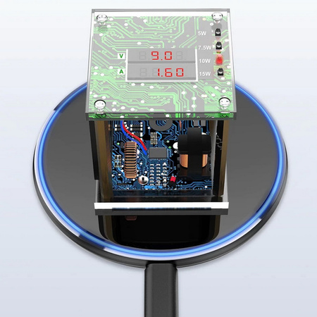 Ładowarka bezprzewodowa indukcyjna AlumiGlass 15W AGL02B (Czarna)