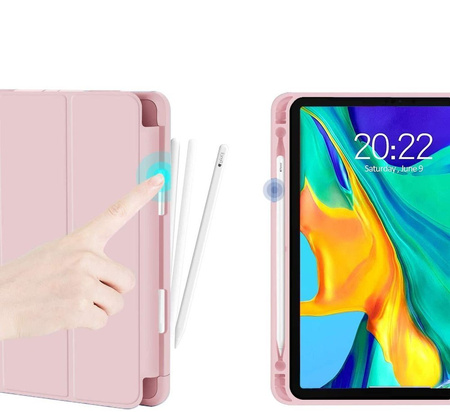 Etui D-Pro Smart Cover Case pokrowiec obudowa z klapką z uchwytem na rysik Apple Pencil / iPad Pro 11 2018/2020/2021/2022 (Różowe)