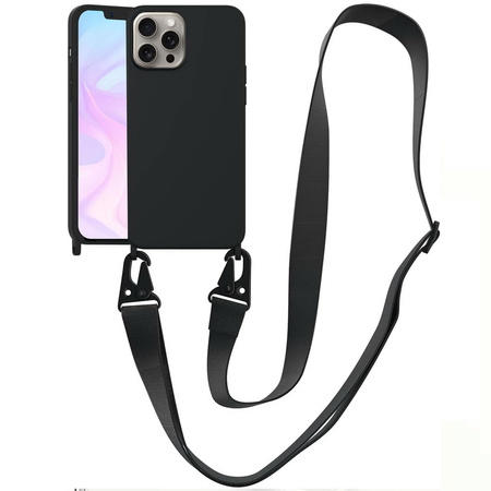 Etui D-Pro Crossbody XL obudowa pasek smycz zawieszka na ramię szyję iPhone 16 (Czarny)