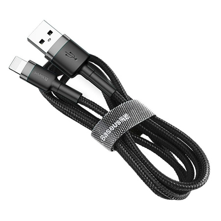 Kabel Baseus Cafule przewód mocny szybki nylonowy oplot USB-A do Lightning QC 3.0 100cm (Czarny)