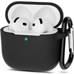 Etui D-Pro Silicone Case silikonowa obudowa z metalowym karabińczykiem do Apple AirPods 4 (2024) (Czarny)